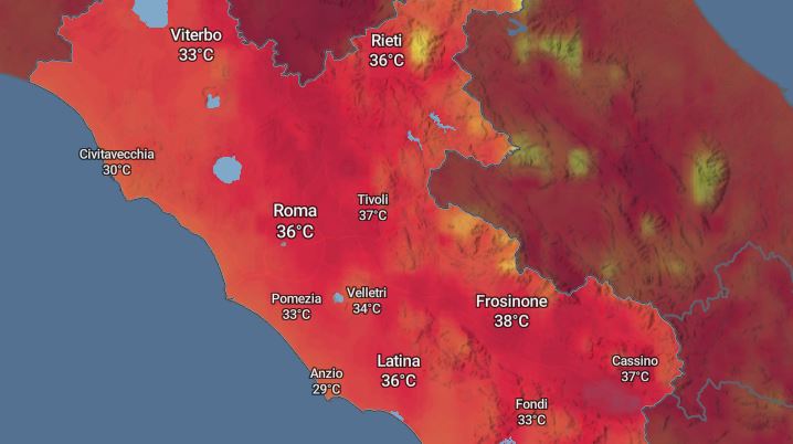 Caldo estremo: bollino rosso a Roma e nel Lazio per due giorni