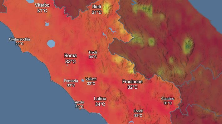 Caldo intenso, bollino rosso per Roma e Latina
