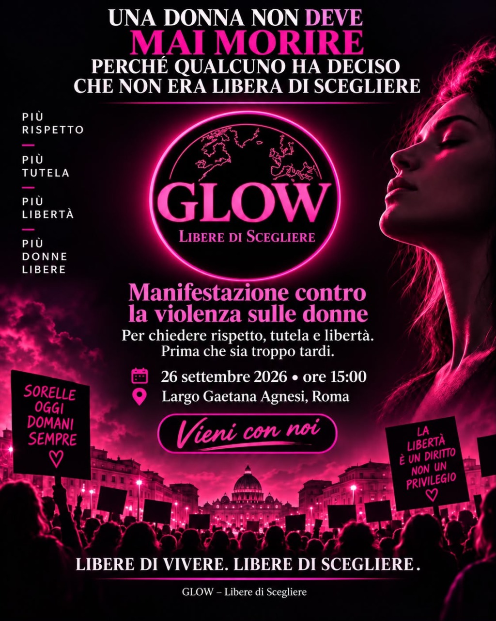 “Libere di vivere, libere di scegliere”: il 26 settembre a Roma